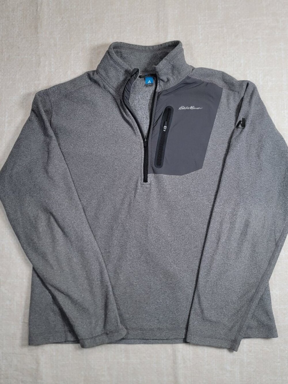 Eddie Bauer Fleece 1/4 Zip Pullover Size L Gray Chest Pocket Long Sleeve